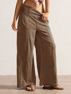Bohemela Women's Casual Solid Color Knit Loose Wide Leg Washed Pants,Fall Women Clothes
