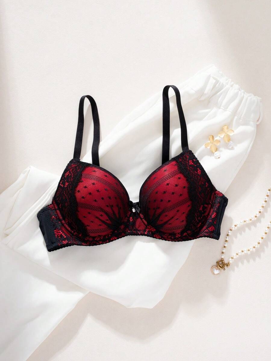 1pc Sexy Lace Minimalist Lift-Up Small Bust Underwire Bra For Women Lingerie
