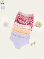 Aofeiqike 6pcs High Waist Plus Size Women Briefs, Sexy Seamless Breathable Ice Silk Panties, Comfortable Soft Hipster Underwear