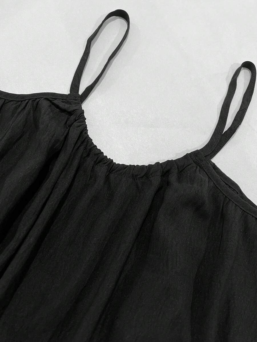 Cévolie Women's Solid Color Open Back Tie Loose Casual Maxi Slip Dress