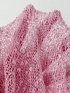 Comfortcana Plus Size Women Casual Ruffled Hem Semi-Sheer Crochet Poncho Sweater, Suitable For Summer Outings And Dates