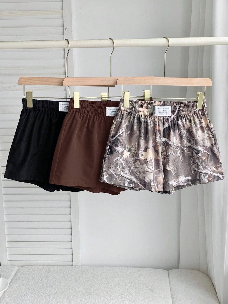 Comfortcana 3pcs Comfortable Women's Short Length Casual Shorts In Woven Fabric For Everyday Looks Shorts Pack Camo Print Shorts