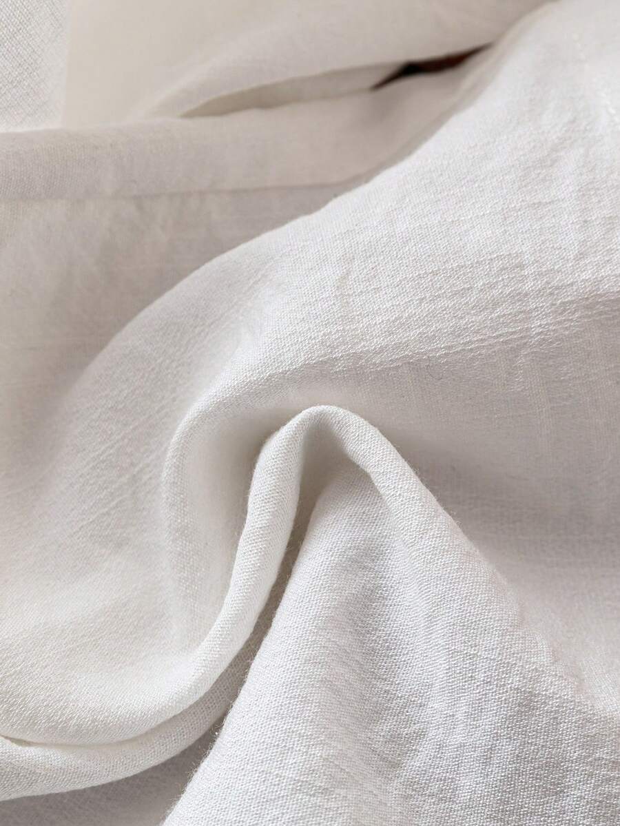 SHEIN Tall Women's Elegant French Style Vacation Casual Linen-Look White Lining Pocket Pants