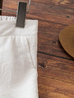 SHEIN Tall Women's Elegant French Style Vacation Casual Linen-Look White Lining Pocket Pants