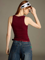 Chiquease Sexy Sleeveless Knitted Crop Top, Fitted Sports Camisole