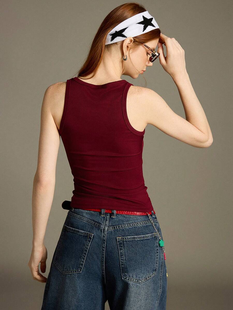 Chiquease Sexy Sleeveless Knitted Crop Top, Fitted Sports Camisole