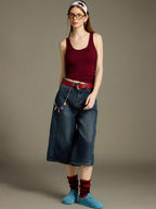 Chiquease Sexy Sleeveless Knitted Crop Top, Fitted Sports Camisole