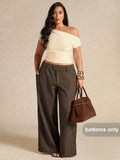 SHEIN BAE Plus Size Women Elegant Asymmetric Office Pants, Autumn/Winter,Winter Pants Women,One-Piece Pants Ladies Autumn Winter, Elegant Party Pants,Formal Pants For Women,Wedding Pants,Fall Plus Size,Plus Size Woman Pants,Pants For Ladies Summer,Birthday For Women