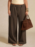 SHEIN BAE Plus Size Women Elegant Asymmetric Office Pants, Autumn/Winter,Winter Pants Women,One-Piece Pants Ladies Autumn Winter, Elegant Party Pants,Formal Pants For Women,Wedding Pants,Fall Plus Size,Plus Size Woman Pants,Pants For Ladies Summer,Birthday For Women