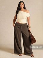 SHEIN BAE Plus Size Women Elegant Asymmetric Office Pants, Autumn/Winter,Winter Pants Women,One-Piece Pants Ladies Autumn Winter, Elegant Party Pants,Formal Pants For Women,Wedding Pants,Fall Plus Size,Plus Size Woman Pants,Pants For Ladies Summer,Birthday For Women