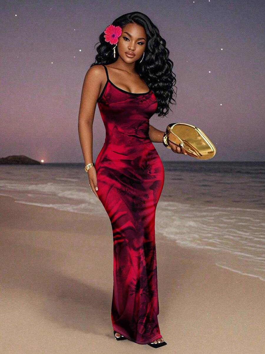 Slaydiva 2025/Summer Outfits For Women/Fall Women Clothes/Summer Dresses For Women/Elegant Dresses For Women/Wedding Guest Dress Women/Vacation Outfits Woman/Going Out/Classy Outfits For Women/Floral Graphic Casual Minimalist Sleeveless Dress Chic Dress
