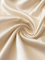 Franclia Women's Elegant Round Neck, Fitted Waist, Versatile Solid Color Top; High-Quality Satin Satin Fabric White Satin Short Sleeve Top With Pleated Waist. Summer