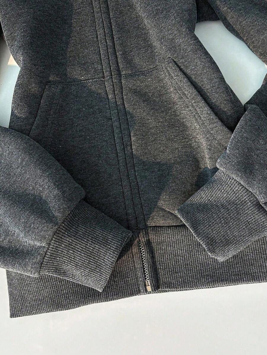 Glimmora New Women Zip-Up Sweatshirt, Gray Long Sleeve Jacket