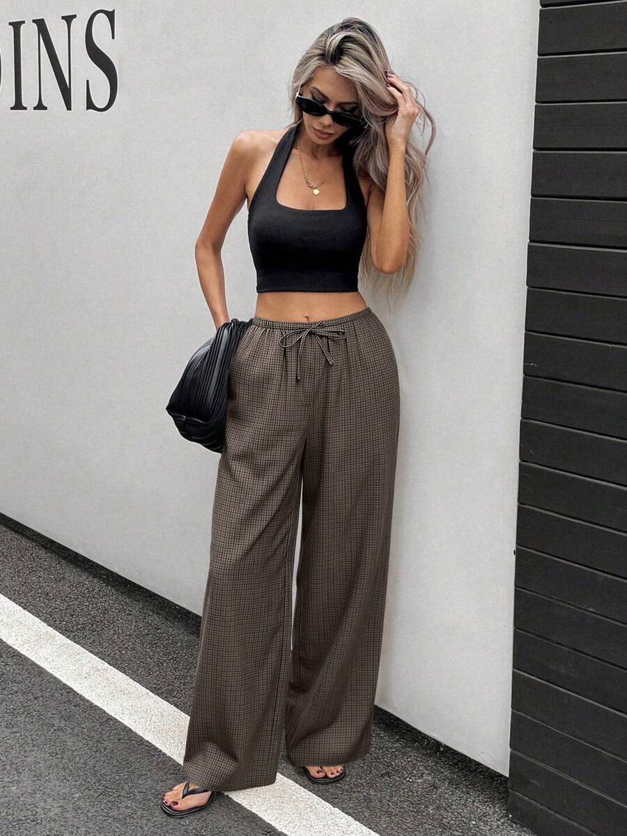 Siren Gaze Women Linen Low-Waist Straight Leg Casual Pants, Summer Holiday Style Business Casual Woman,Linen Pants Black