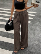 Siren Gaze Women Linen Low-Waist Straight Leg Casual Pants, Summer Holiday Style Business Casual Woman,Linen Pants Black