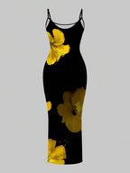 Slaydiva 2025/Summer Outfits For Women/Fall Women Clothes/Summer Dresses For Women/Elegant Dresses For Women/Wedding Guest Dress Women/Vacation Outfits Woman/Going Out/Classy Outfits For Women/Floral Graphic Casual Minimalist Sleeveless Dress Chic Dress