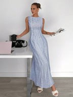 Siren Gaze New  Linen Long Dress For Women, Split Pleated Waist A-Line Dress, Elegant Long Dress, Sun Dresses For Women Holiday Wear, Imitation Linen Flowing Long Dress, Business Casual Women's Wear,Fall Women Clothes Party Summer