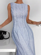 Siren Gaze New  Linen Long Dress For Women, Split Pleated Waist A-Line Dress, Elegant Long Dress, Sun Dresses For Women Holiday Wear, Imitation Linen Flowing Long Dress, Business Casual Women's Wear,Fall Women Clothes Party Summer