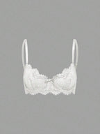 ROMWE 3pcs Set Casual Everyday Lace Trim Underwire Bra
