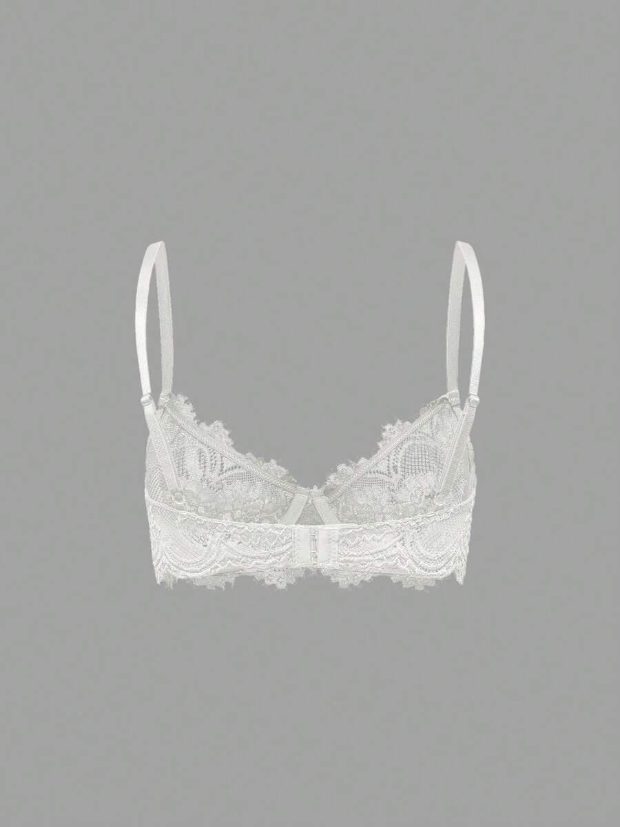 ROMWE 3pcs Set Casual Everyday Lace Trim Underwire Bra