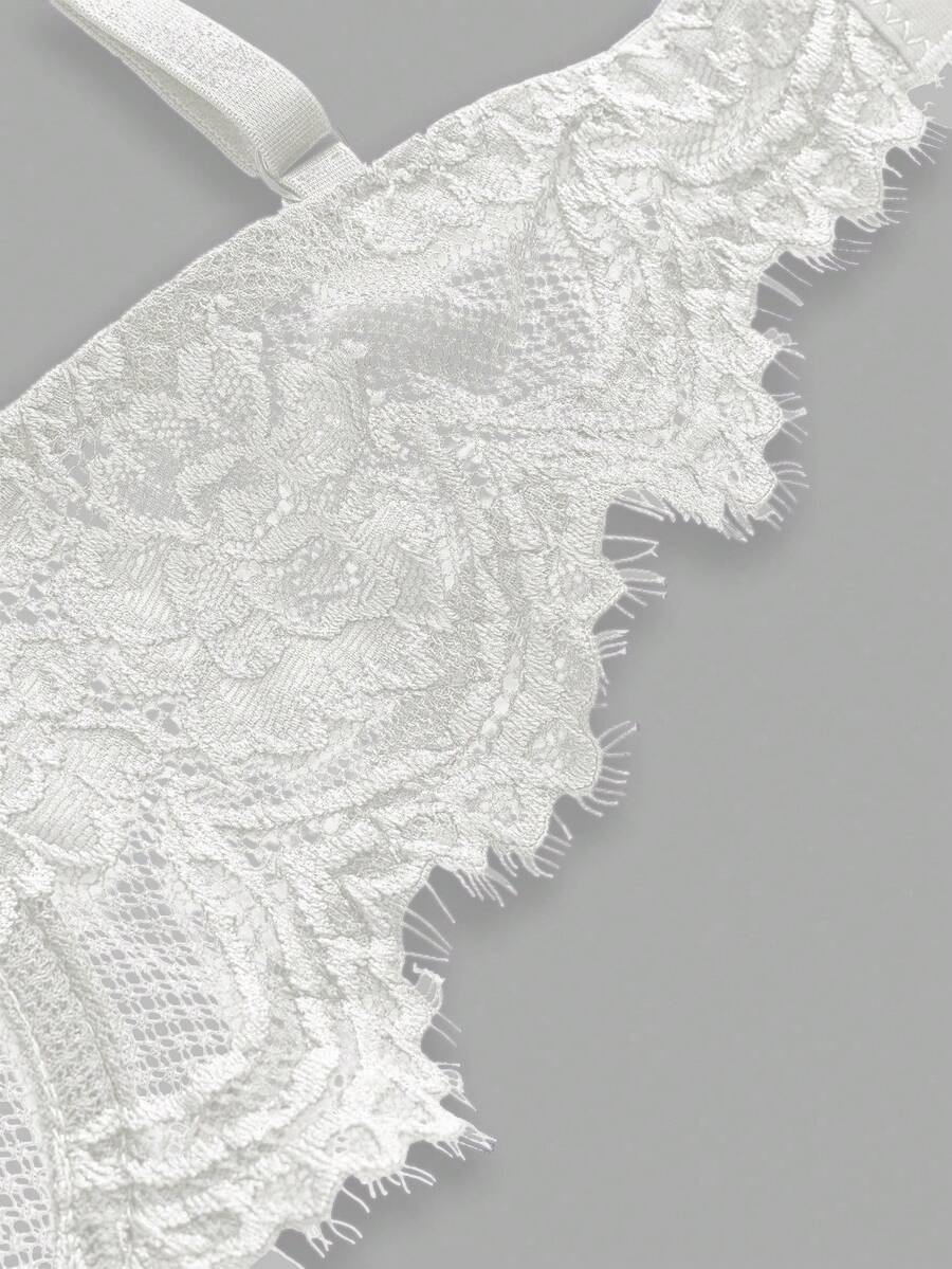 ROMWE 3pcs Set Casual Everyday Lace Trim Underwire Bra