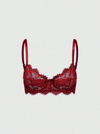 ROMWE 3pcs Set Casual Everyday Lace Trim Underwire Bra