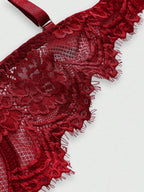 ROMWE 3pcs Set Casual Everyday Lace Trim Underwire Bra
