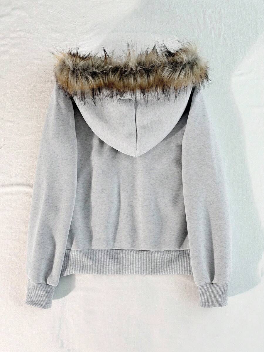 Glimmora New Women Zip-Up Sweatshirt, Gray Long Sleeve Jacket