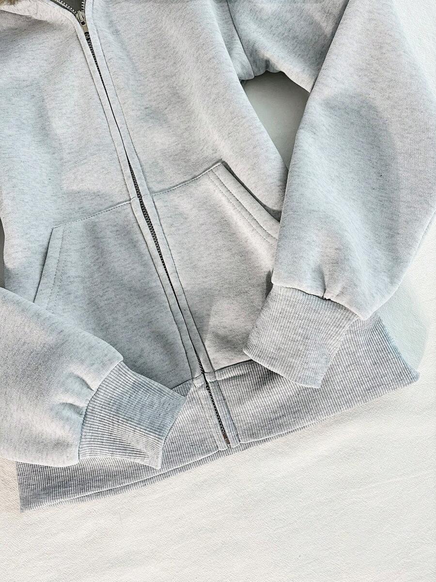 Glimmora New Women Zip-Up Sweatshirt, Gray Long Sleeve Jacket