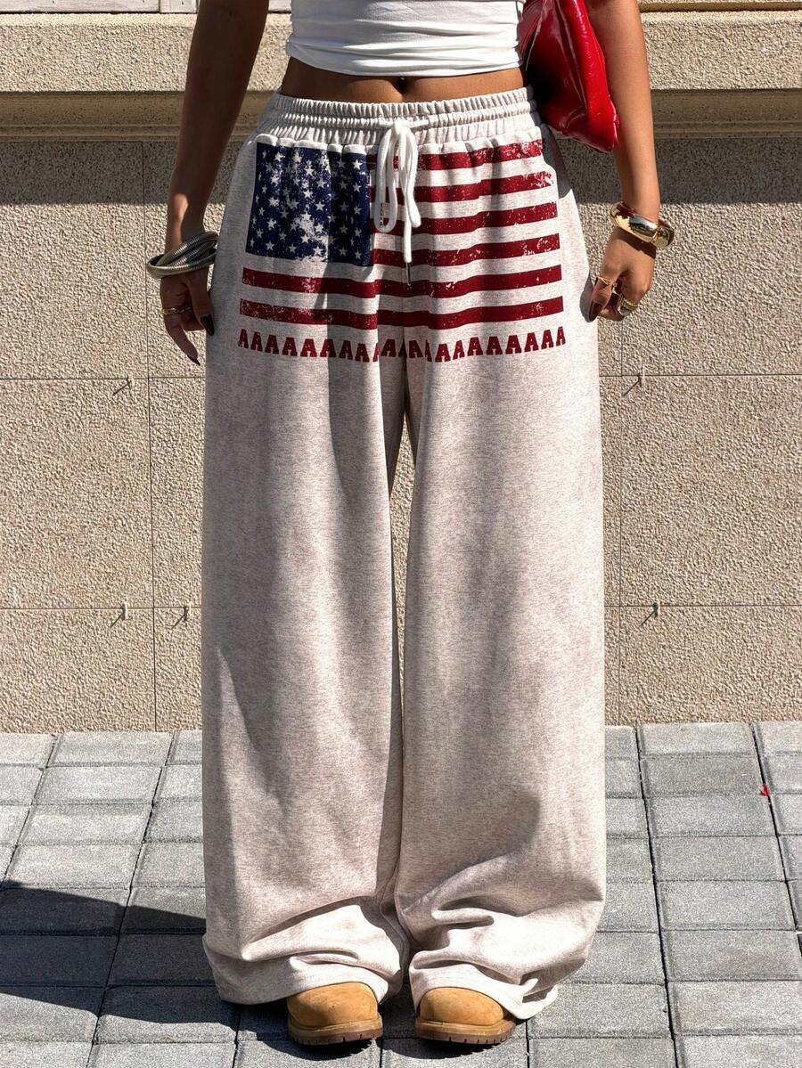 Muchica Women's White Striped Knitted Sweatpants Extra Long Straight Leg Pink Side Stripe Loose Fit Casual Track Pants For Everyday Wear White Beach Pants White Wide Leg Pants Women Wide Pants Wide Leg Summer Pants Palazzo Pants Women White Track Pants Women