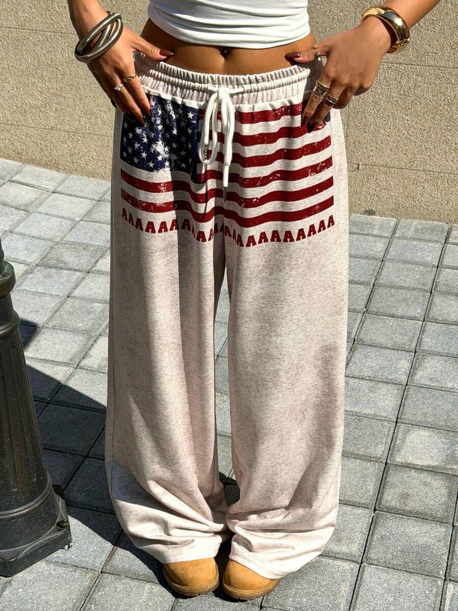 Muchica Women's White Striped Knitted Sweatpants Extra Long Straight Leg Pink Side Stripe Loose Fit Casual Track Pants For Everyday Wear White Beach Pants White Wide Leg Pants Women Wide Pants Wide Leg Summer Pants Palazzo Pants Women White Track Pants Women