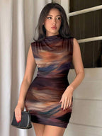 Firerie Solid Color Pleated Bodycon Sleeveless Dress,Summer Dresses For Women Black Bodycon Dress Summer Dresses For Women Carnival Outfit Carnival Dress Black Dress Valentines Day Dress Going Out Outfits