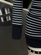 StreetHx Women's Casual Striped V-Neck Long Sleeve Short Dress