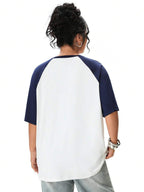 SHEIN EZwear Plus Size Summer Basic Casual Raglan Sleeve Short Sleeve Loose T-Shirt