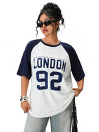 SHEIN EZwear Plus Size Summer Basic Casual Raglan Sleeve Short Sleeve Loose T-Shirt