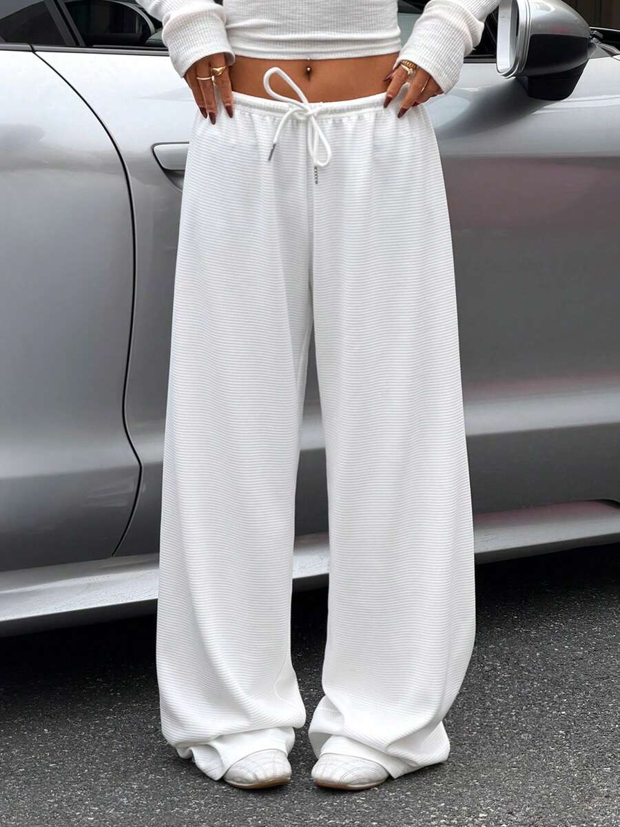 CovetEZ Women's Casual Loose Solid Color Drawstring Waist Sweatpants Wide Leg Sweatpants Graduation,Back To School Outfits,Graduation,Teacher Outfits For Women,Back To School