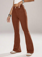 Flexra Women Flared Pocket Casual All-Match Denim Flared Jeans Y2k Bootcut Jeans