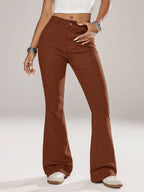 Flexra Women Flared Pocket Casual All-Match Denim Flared Jeans Y2k Bootcut Jeans