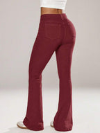 Flexra Women Flared Pocket Casual All-Match Denim Flared Jeans Y2k Bootcut Jeans
