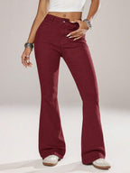 Flexra Women Flared Pocket Casual All-Match Denim Flared Jeans Y2k Bootcut Jeans