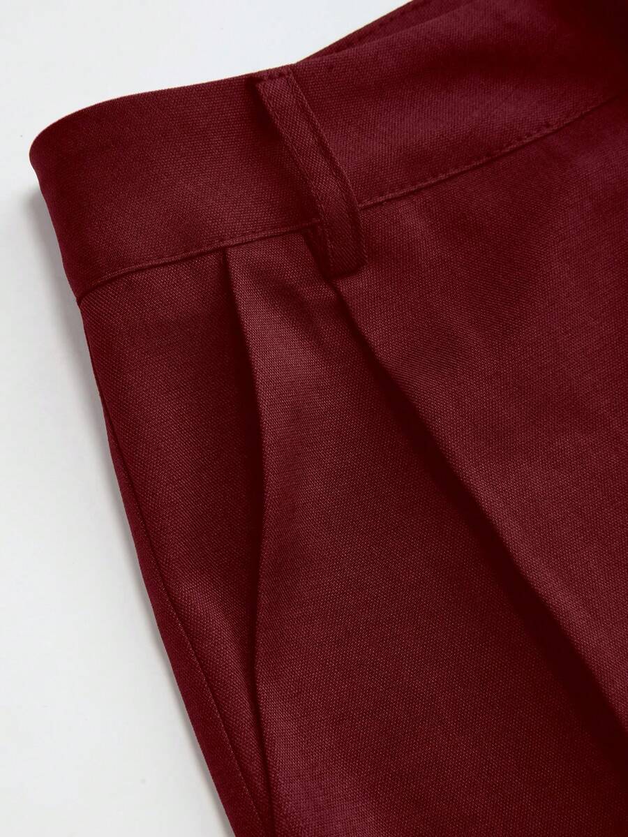 Vela Rue Minimalist Design Jumpsuit Pants, Hook & Zipper Closure, Thin Solid Green Straight Leg Trousers, Flattering Wide Leg, Fashionable All Season