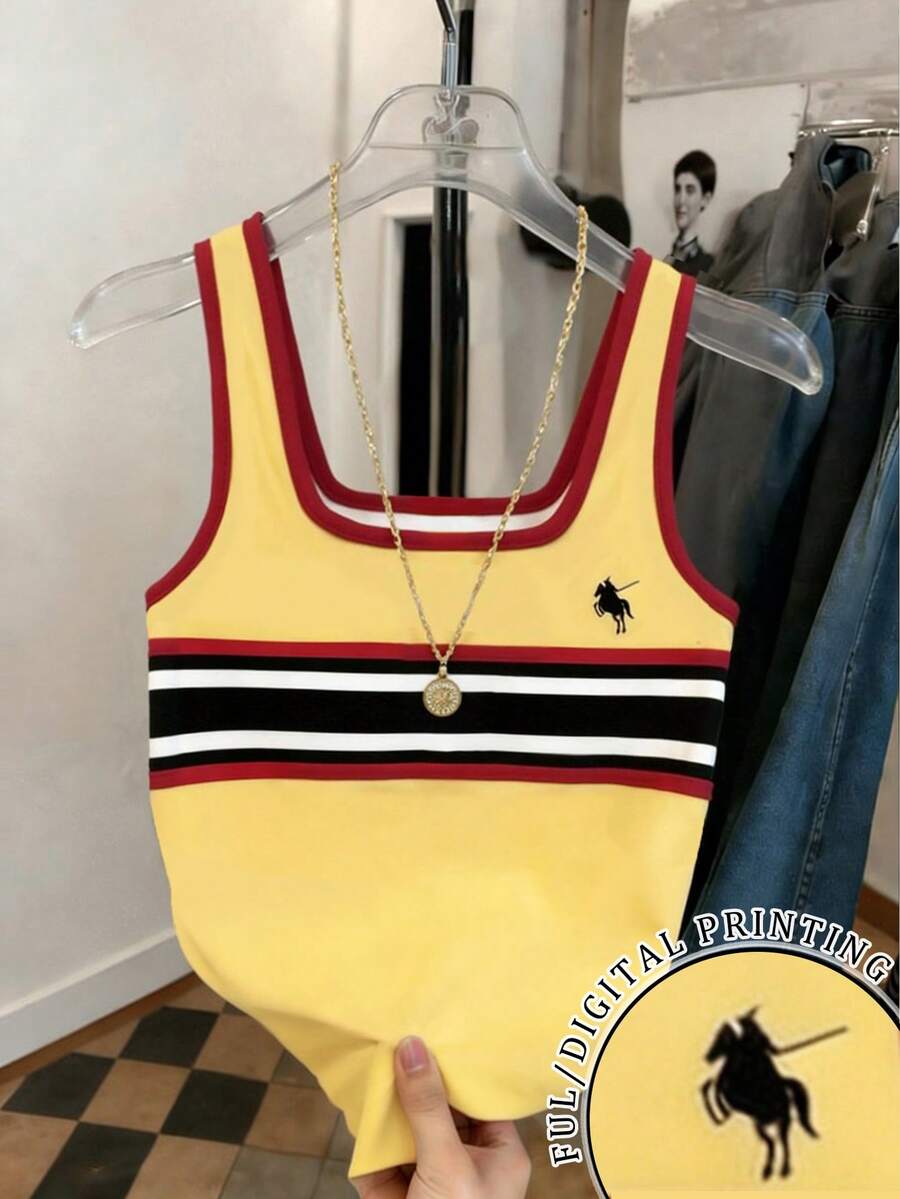 Resyla Striped Regular Fit Women's Sleeveless Crew Neck Tank Top