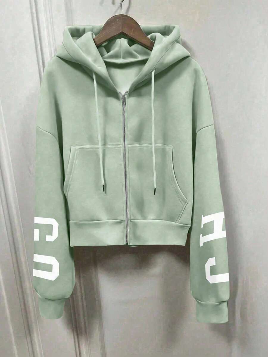 INAWLY Hooded Thermal Lined Sweatshirt, Autumn/Winter Short Loose Jacket,Ladies Spring/Fall Casual Pocket,Zipper Three Quarter Length Sleeve Hooded Oversized Regular Apricot Drop Shoulder Zip Up Women Hoodies,Three Quarter Sleeve Tops Graduation,Back To School Outfits,Graduation,Teacher Outfits For Women,Back To School Pullover