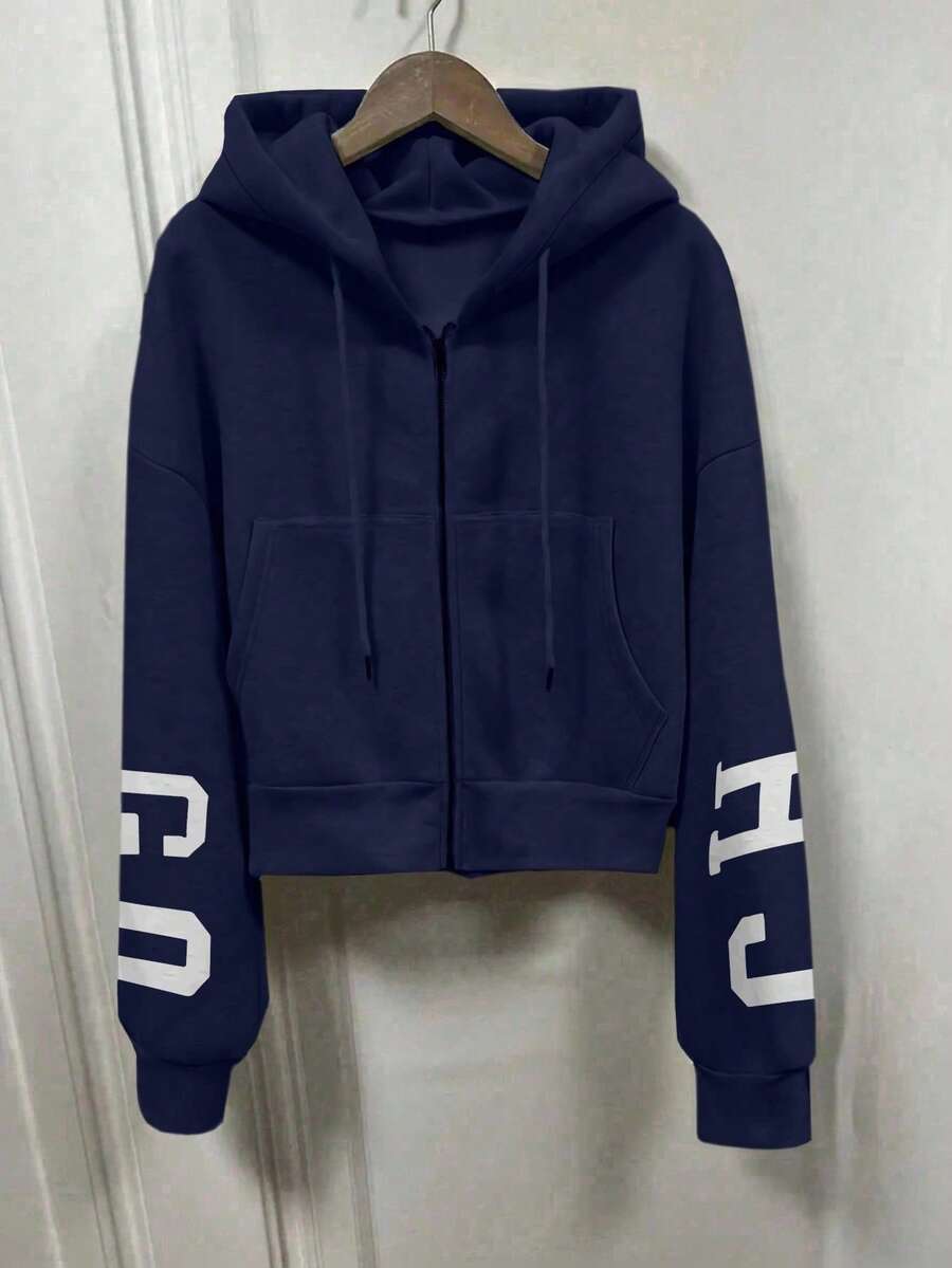 INAWLY Hooded Thermal Lined Sweatshirt, Autumn/Winter Short Loose Jacket,Ladies Spring/Fall Casual Pocket,Zipper Three Quarter Length Sleeve Hooded Oversized Regular Apricot Drop Shoulder Zip Up Women Hoodies,Three Quarter Sleeve Tops Graduation,Back To School Outfits,Graduation,Teacher Outfits For Women,Back To School Pullover
