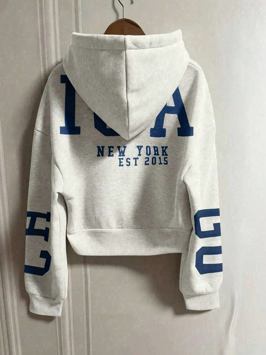 INAWLY Hooded Thermal Lined Sweatshirt, Autumn/Winter Short Loose Jacket,Ladies Spring/Fall Casual Pocket,Zipper Three Quarter Length Sleeve Hooded Oversized Regular Apricot Drop Shoulder Zip Up Women Hoodies,Three Quarter Sleeve Tops Graduation,Back To School Outfits,Graduation,Teacher Outfits For Women,Back To School Pullover