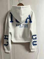 INAWLY Hooded Thermal Lined Sweatshirt, Autumn/Winter Short Loose Jacket,Ladies Spring/Fall Casual Pocket,Zipper Three Quarter Length Sleeve Hooded Oversized Regular Apricot Drop Shoulder Zip Up Women Hoodies,Three Quarter Sleeve Tops Graduation,Back To School Outfits,Graduation,Teacher Outfits For Women,Back To School Pullover