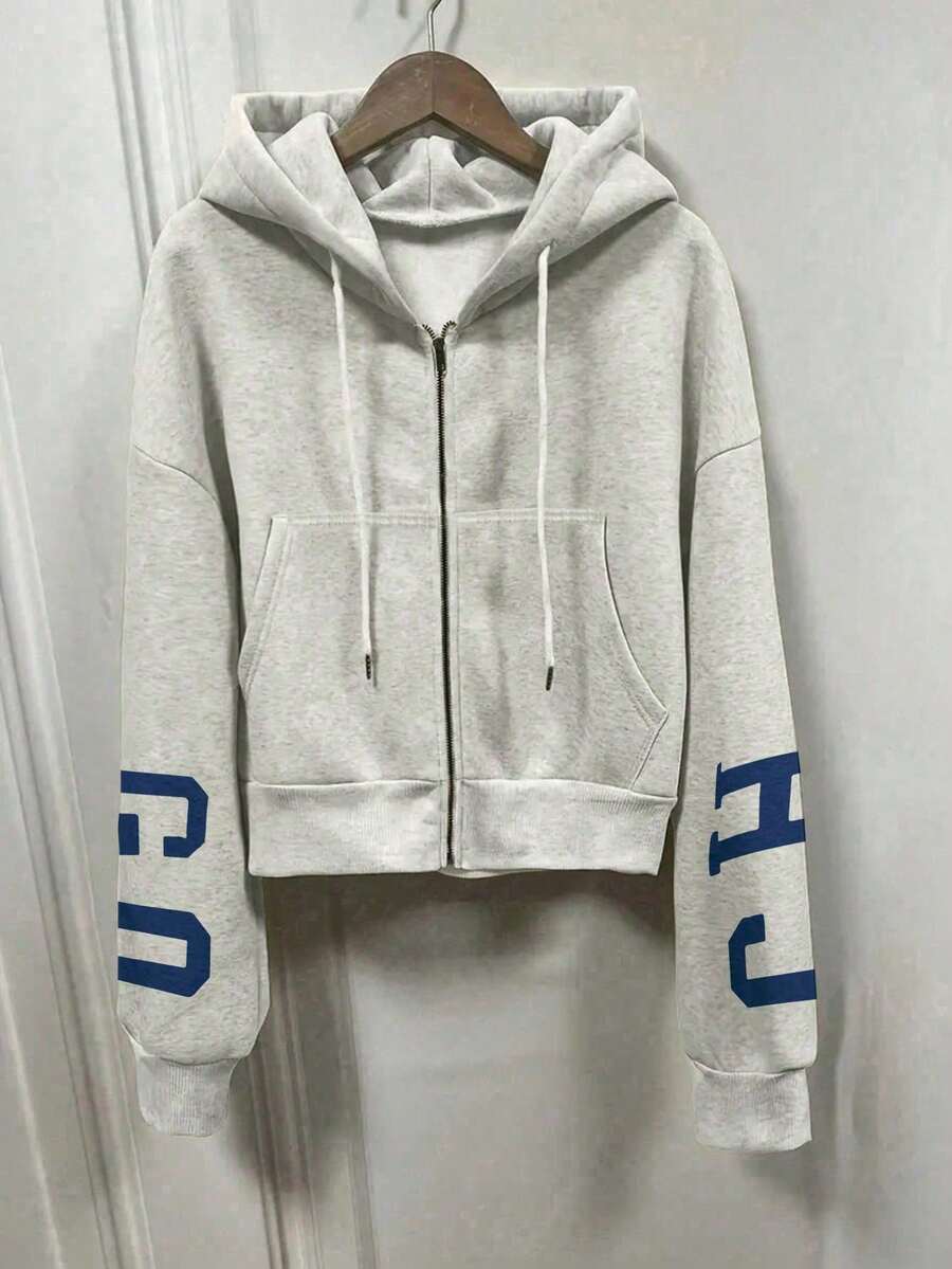 INAWLY Hooded Thermal Lined Sweatshirt, Autumn/Winter Short Loose Jacket,Ladies Spring/Fall Casual Pocket,Zipper Three Quarter Length Sleeve Hooded Oversized Regular Apricot Drop Shoulder Zip Up Women Hoodies,Three Quarter Sleeve Tops Graduation,Back To School Outfits,Graduation,Teacher Outfits For Women,Back To School Pullover