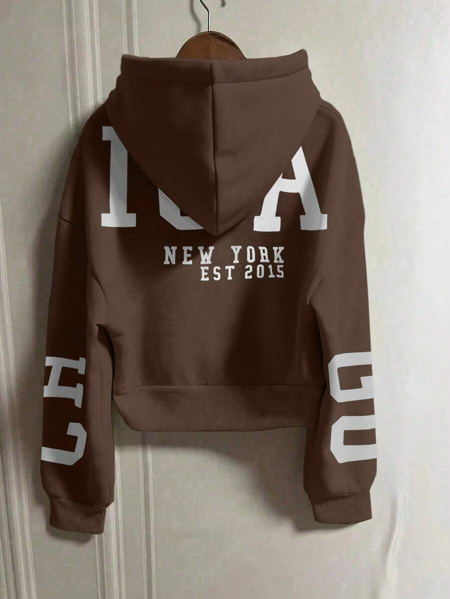INAWLY Hooded Thermal Lined Sweatshirt, Autumn/Winter Short Loose Jacket,Ladies Spring/Fall Casual Pocket,Zipper Three Quarter Length Sleeve Hooded Oversized Regular Apricot Drop Shoulder Zip Up Women Hoodies,Three Quarter Sleeve Tops Graduation,Back To School Outfits,Graduation,Teacher Outfits For Women,Back To School Pullover