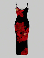 Slaydiva 2025/Summer Outfits For Women/Fall Women Clothes/Summer Dresses For Women/Elegant Dresses For Women/Wedding Guest Dress Women/Vacation Outfits Woman/Going Out/Classy Outfits For Women/Floral Graphic Casual Minimalist Sleeveless Dress Chic Dress
