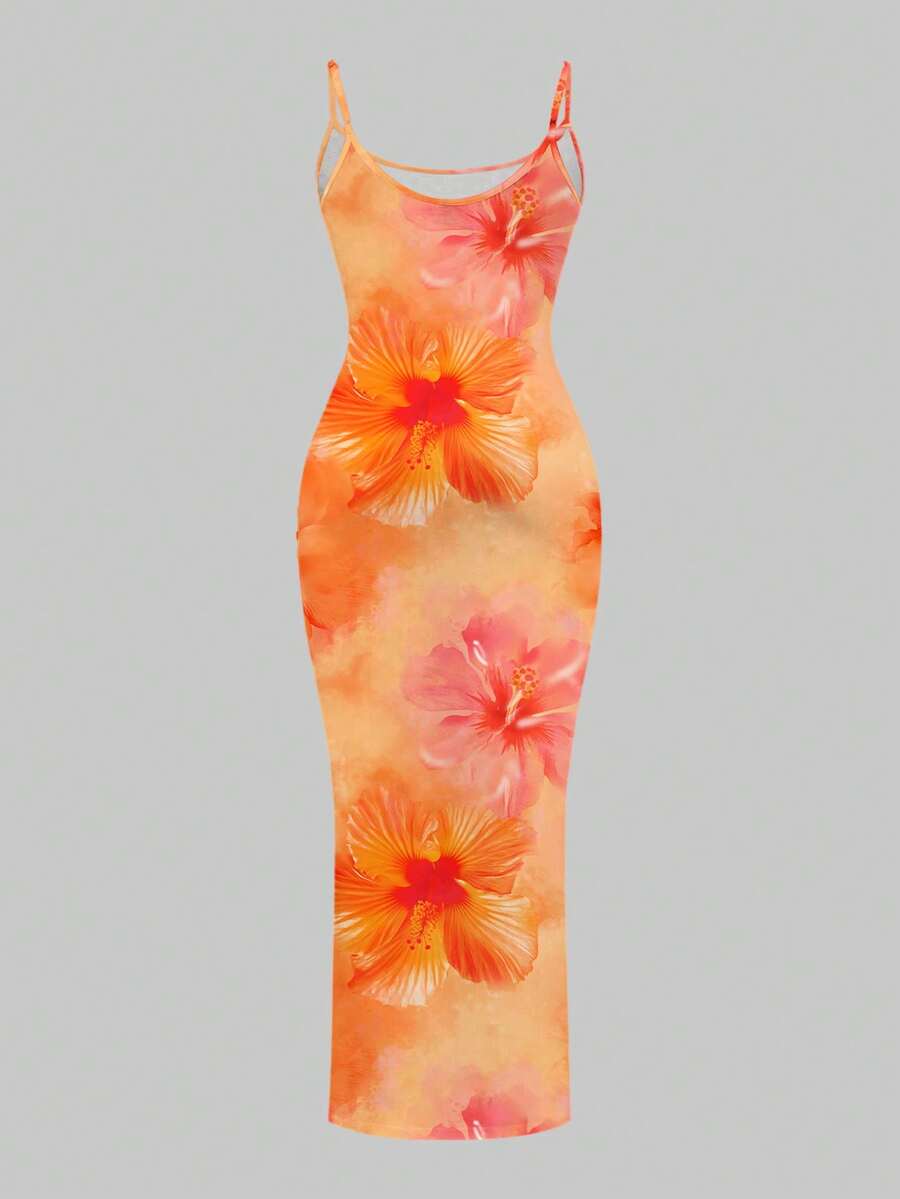 Slaydiva 2025/Summer Outfits For Women/Fall Women Clothes/Summer Dresses For Women/Elegant Dresses For Women/Wedding Guest Dress Women/Vacation Outfits Woman/Going Out/Classy Outfits For Women/Floral Graphic Casual Minimalist Sleeveless Dress Chic Dress